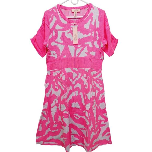 VG By Victor Glemaud Short Sleeve Sweater Dress Size XL Pink Wool Blend NEW - Picture 8 of 11